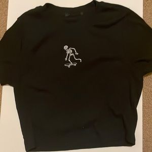 No Tag Skeleton Skateboard Crop Top